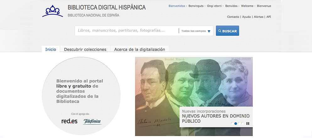 Pantallazo de la web de la Biblioteca Digital Hispánica